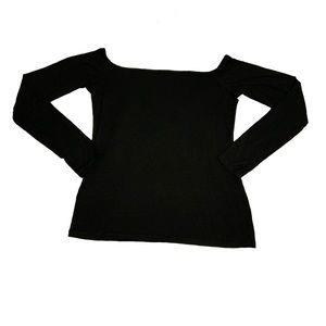 Marcellamoda Marcella NYC Black Square Neck Long Sleeve Top L